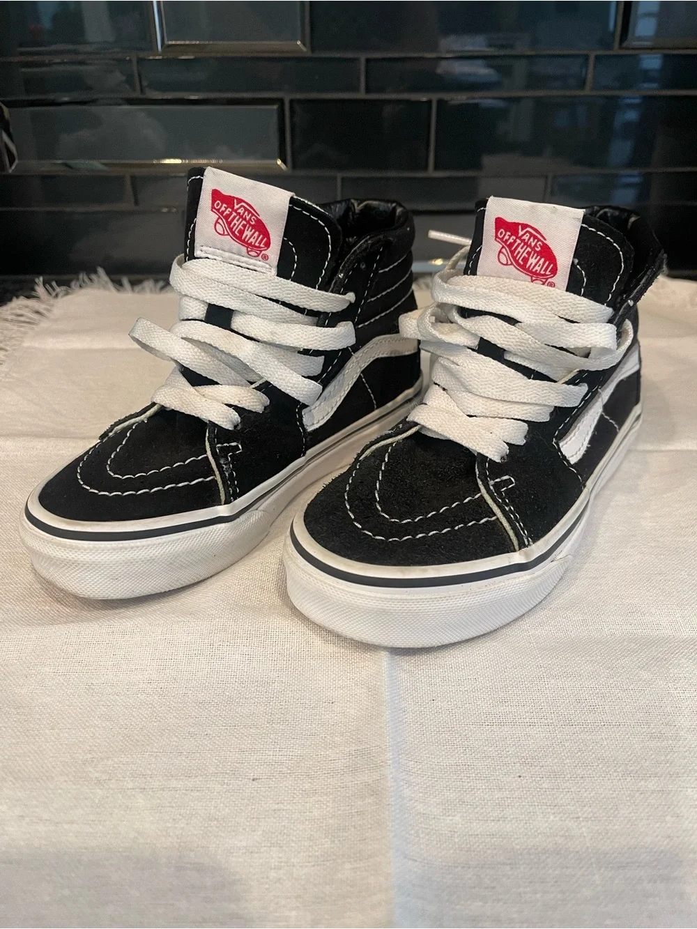Vans Black & White Kids High-Top Skate Sneakers
